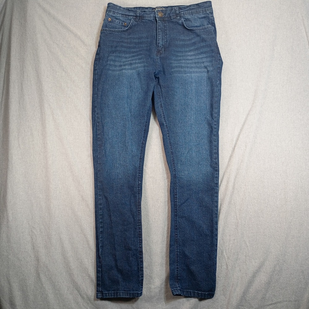 Sacred Crown Jeans Women 34 Blue Slim Straight Stretch Denim Minimalist Casual